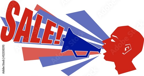 Sale sign, vintage propaganda poster style