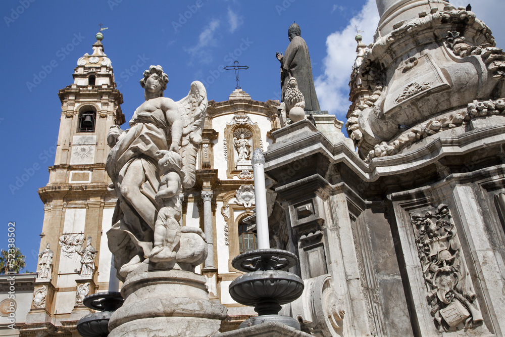 Palermo  - Saint Dominic church and baroque column