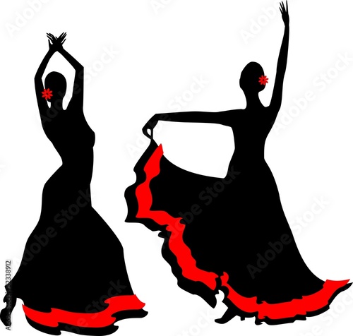 Two silhouettes of flamenco dancer