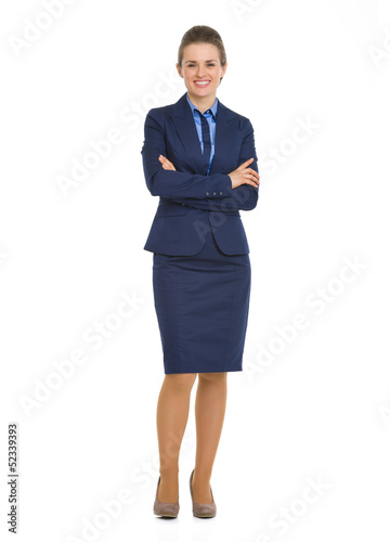 Full length portrait of smiling business woman photo