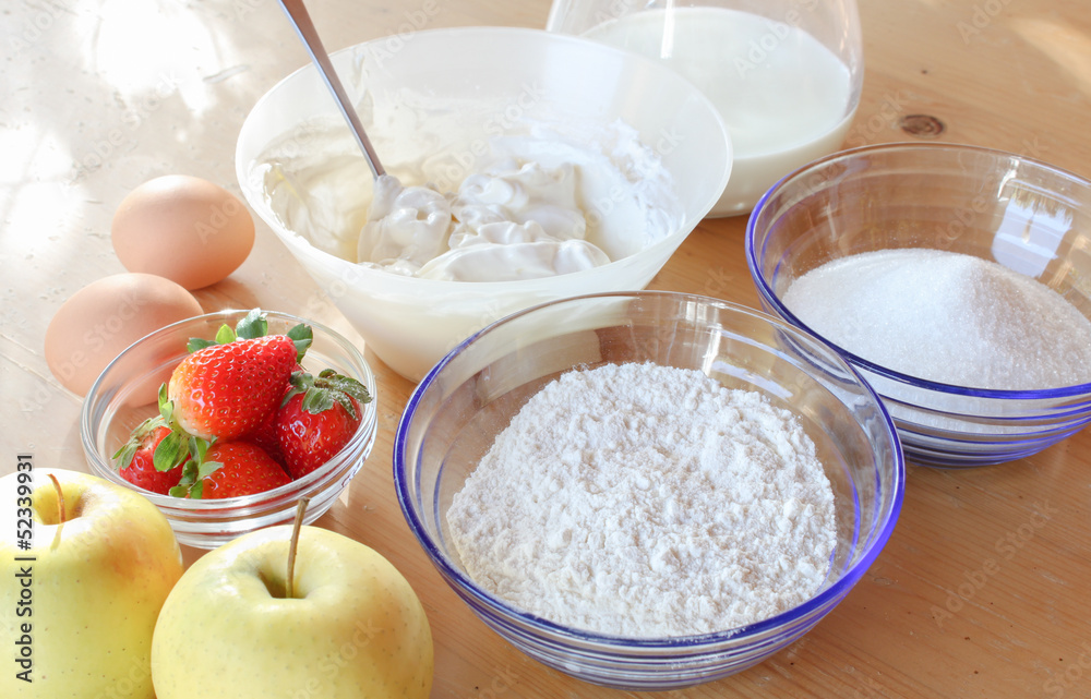 Ingredients for cooking cakes