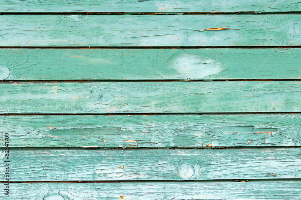 Fototapeta premium Green wood plank wall texture background