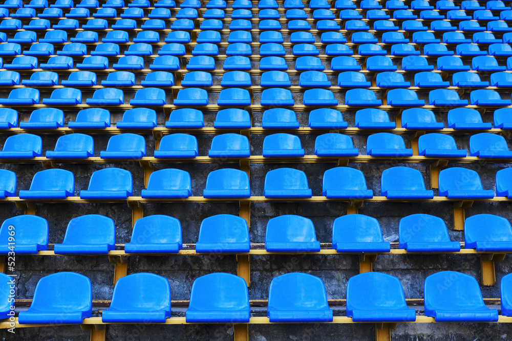 amphitheater of dark blue seats
