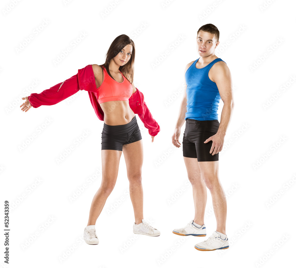 athletic man and woman athletic man and woman