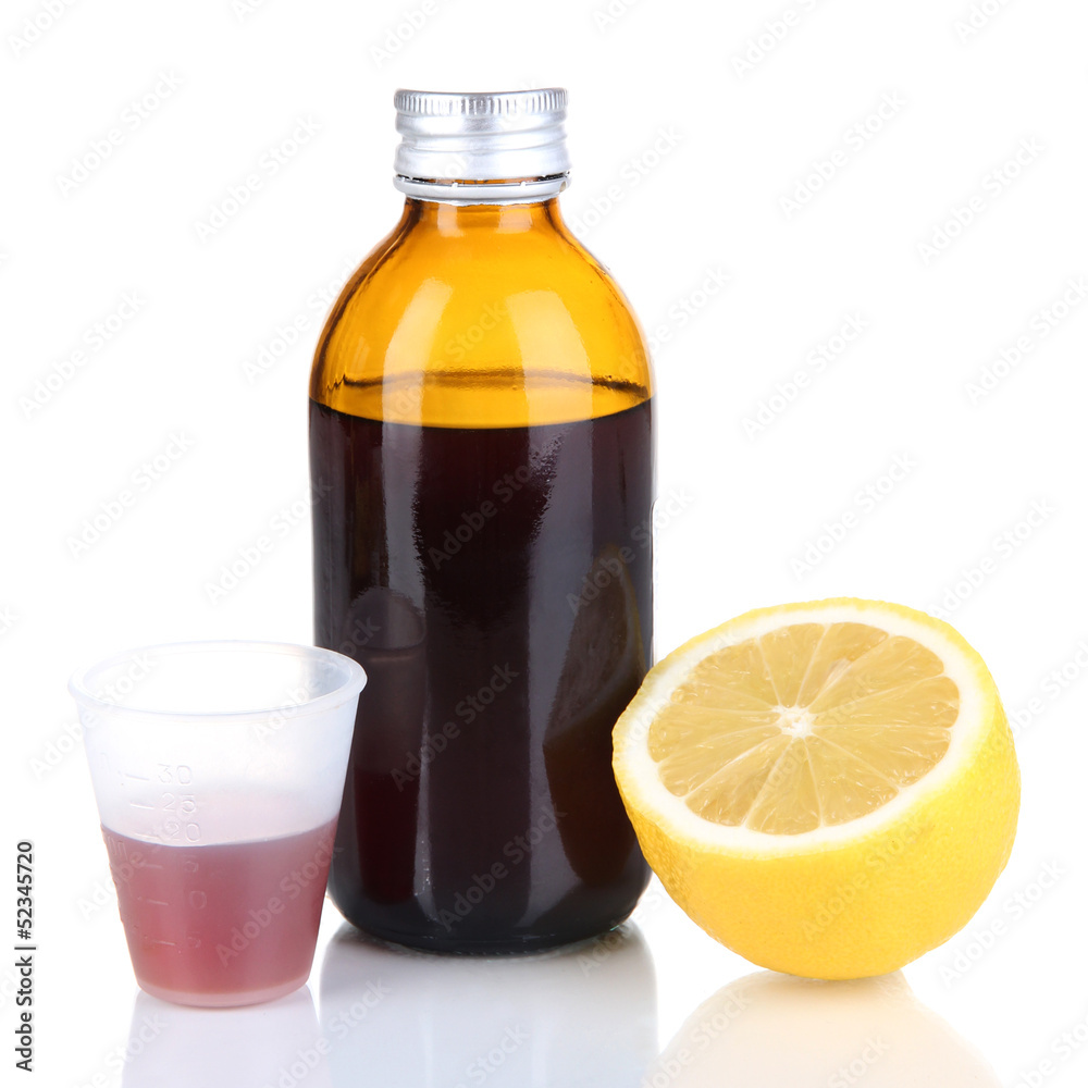 Cough syrup isolated on white Cough syrup isolated on white