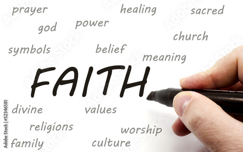 Hand writing FAITH and related words