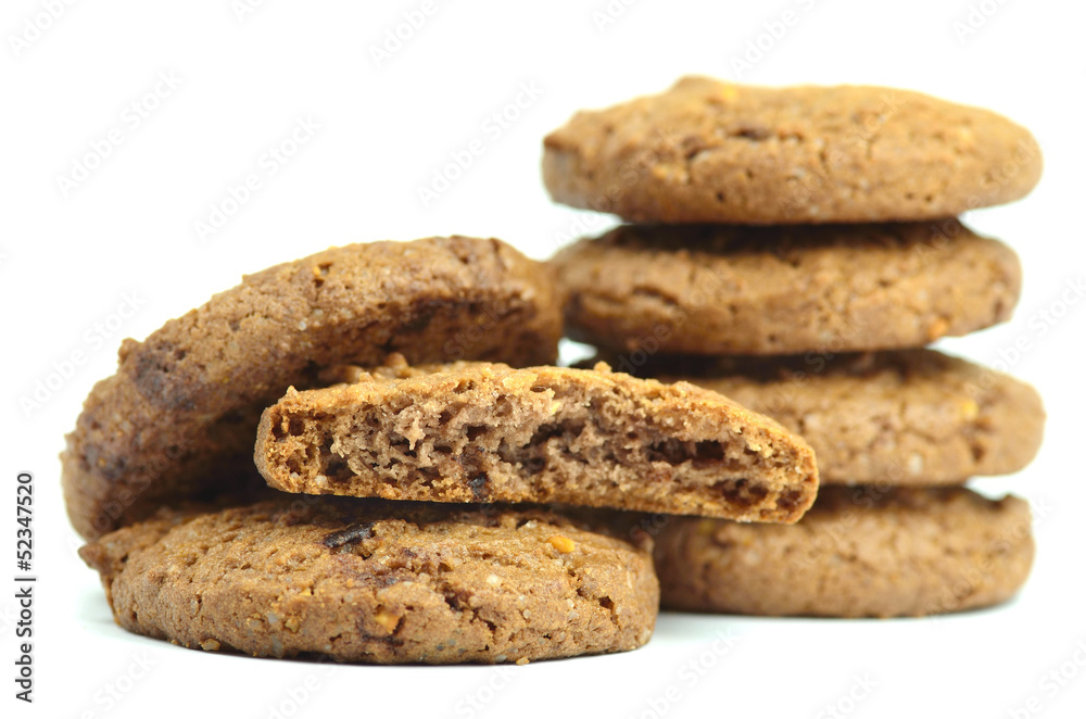 Stack of cookies isolated on white.