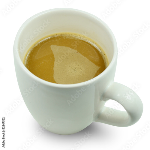 Cup of coffee on white background.