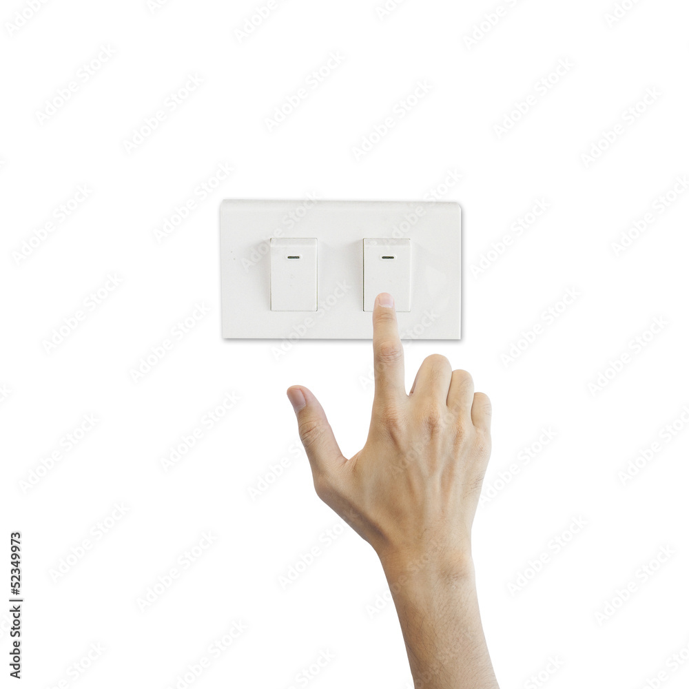 Press lighting switch with hand Press lighting switch with hand