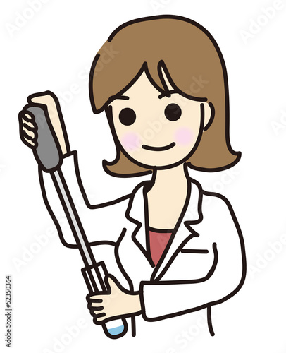 白衣の女性　実験、検査