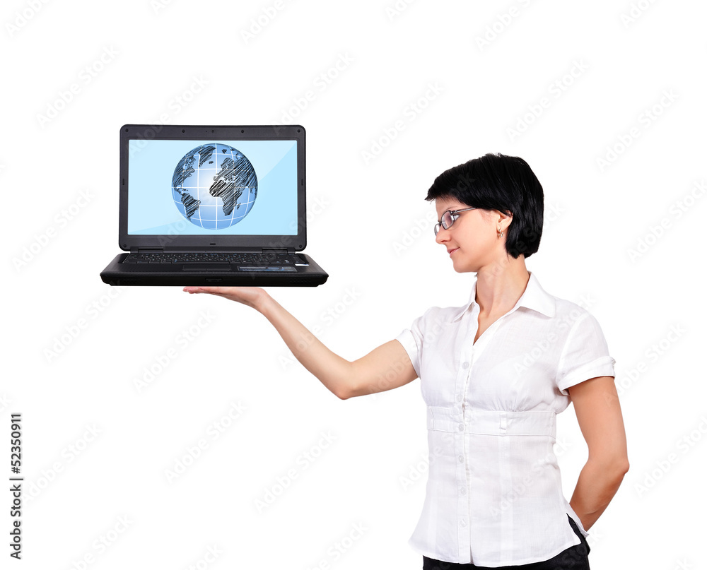 laptop with globe laptop with globe