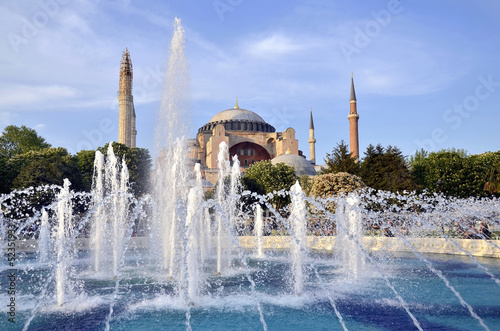fountain in front Famous Hagia Sophia Istanbul