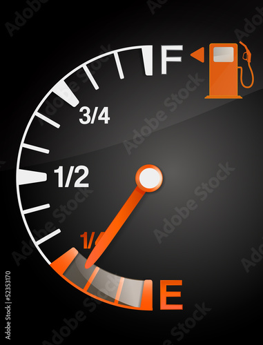 gas tank with empty and full signs on black