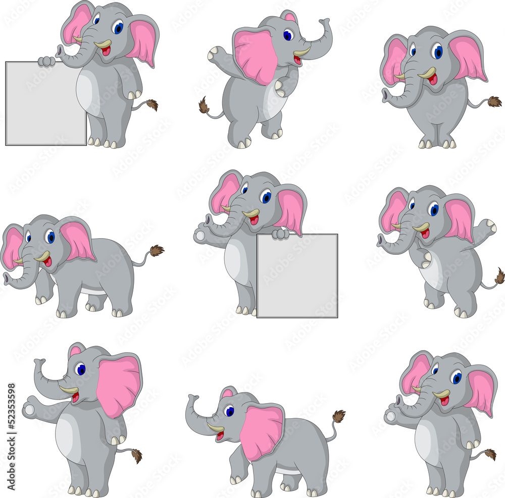 Naklejka premium cute elephant cartoon collection