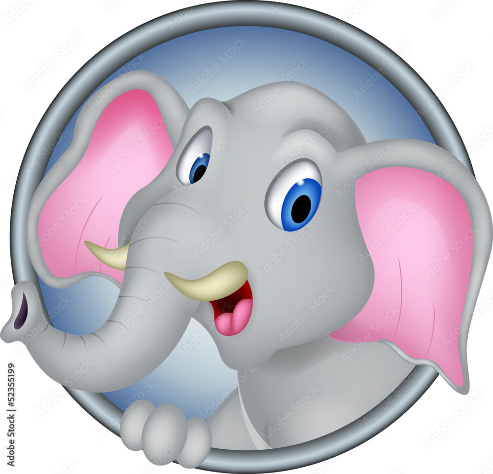 Fototapeta premium cute head elephant cartoon