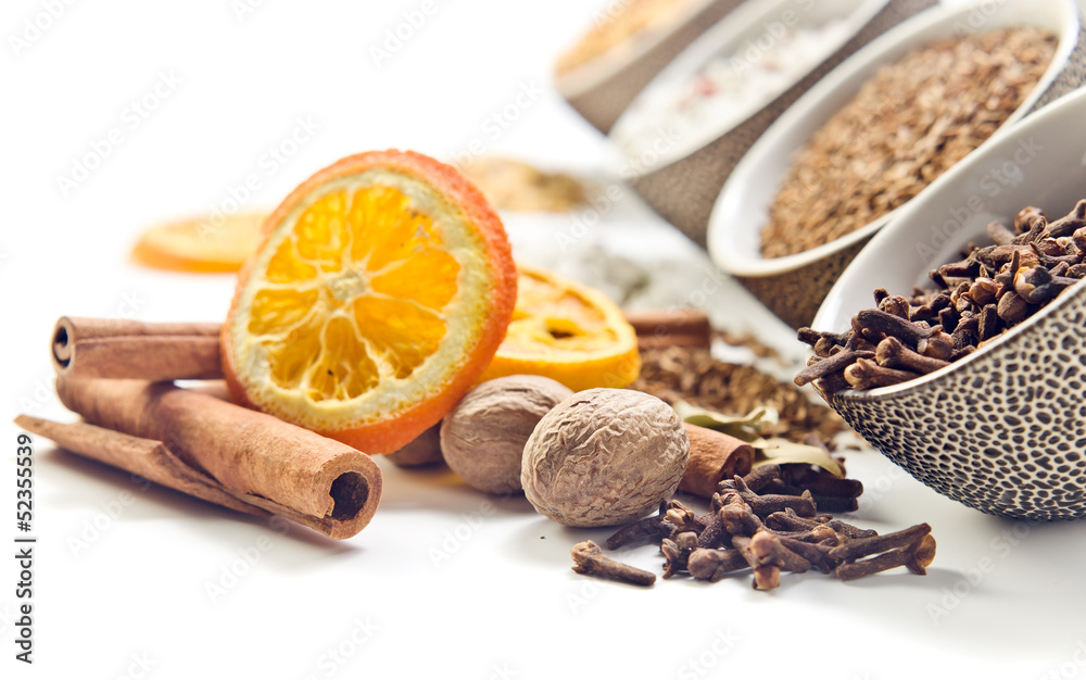 spices with dried oranges