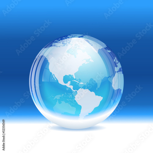 Vector transparent snow globe with map