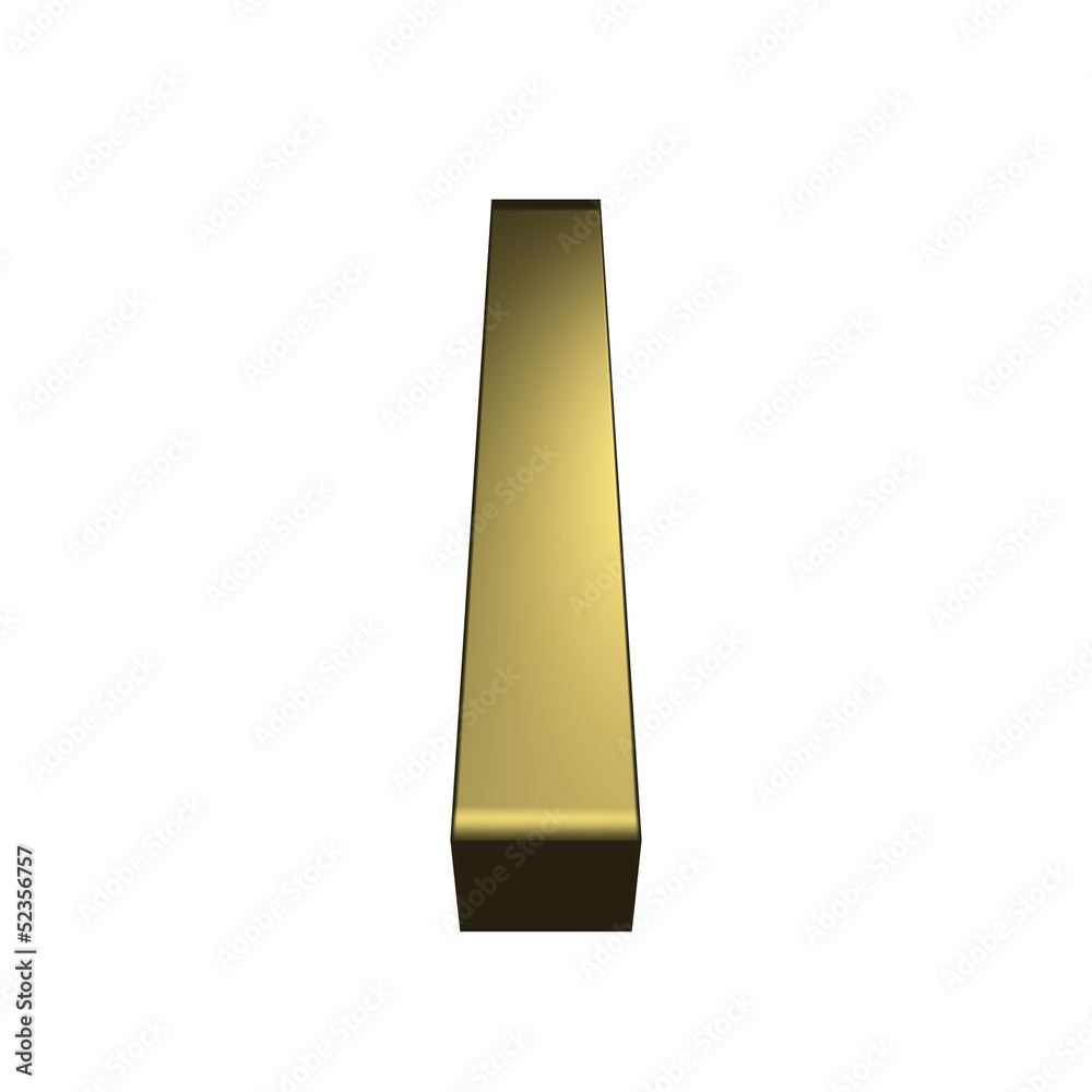 3d rendered golden font - letter I 3d rendered golden font - letter I