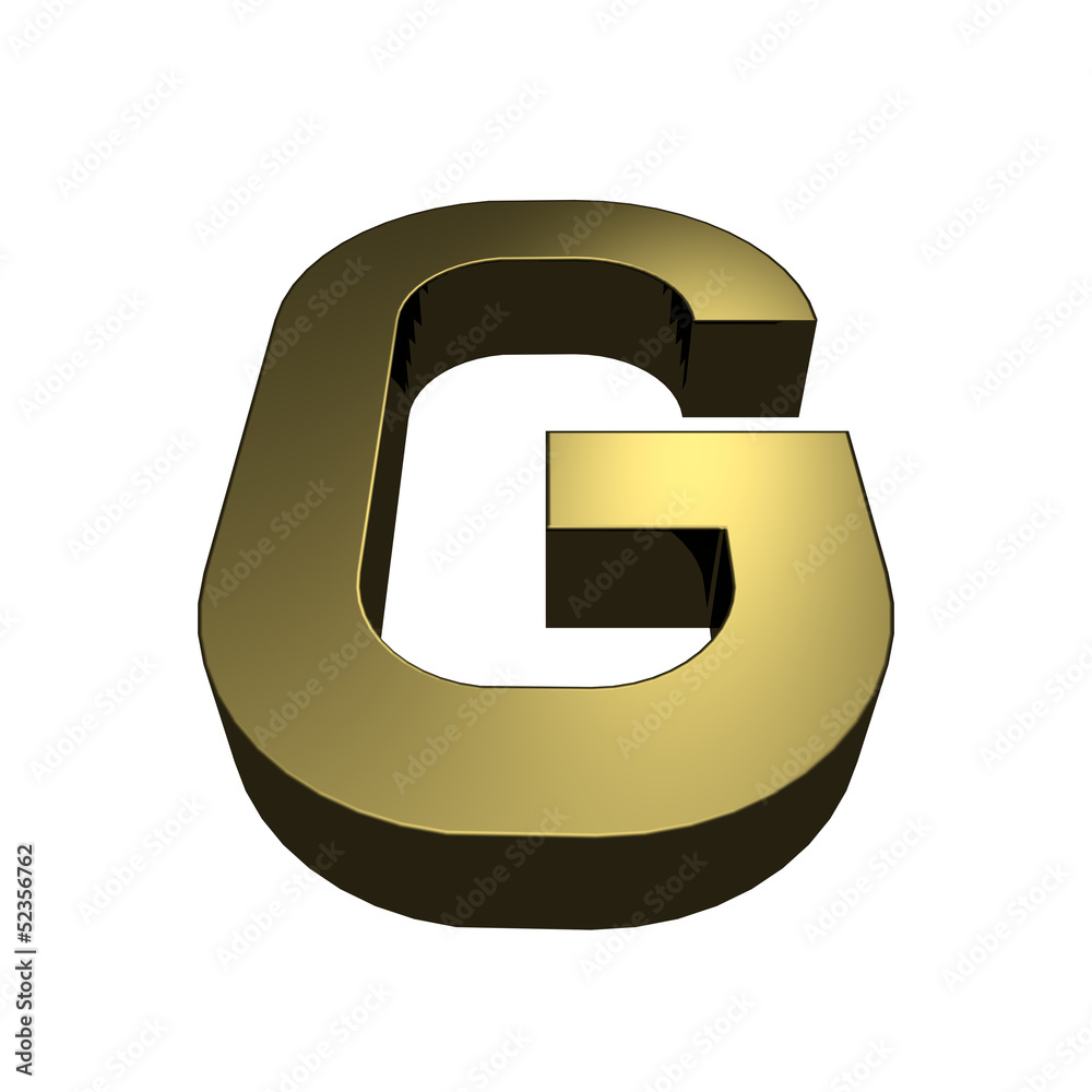 3d rendered golden font - letter G 3d rendered golden font - letter G