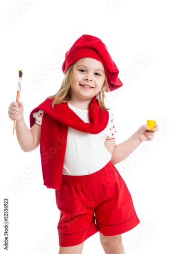 little girl in artist costu...