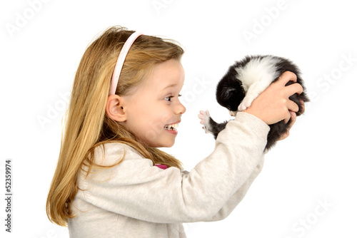Girl with baby cat