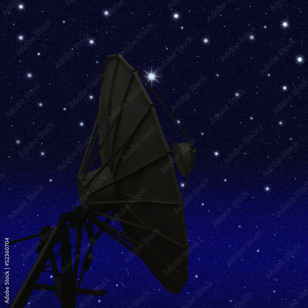 Satellite dish at night starry sky background Satellite dish at night starry sky background