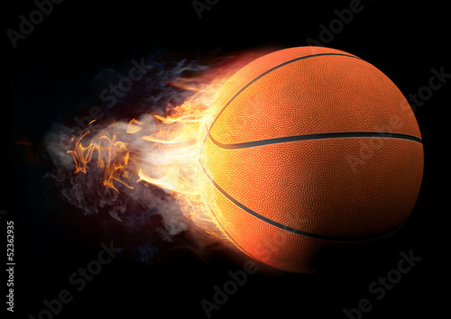 Basketball in Fire on black background