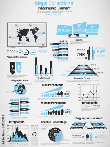 RETRO INFOGRAPHIC DEMOGRAPHIC WORLD MAP ELEMENTS HEAVENLY