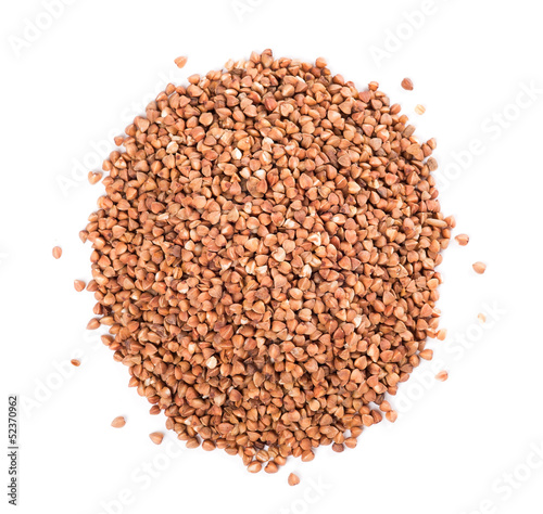 Top view of buckwheat isolated on white background