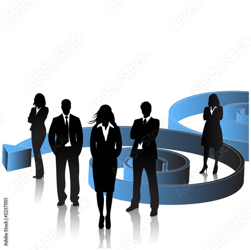 Business people with arrow background