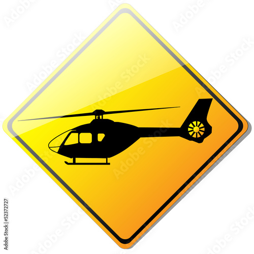 Yellow helicopter or helipad sign, vector