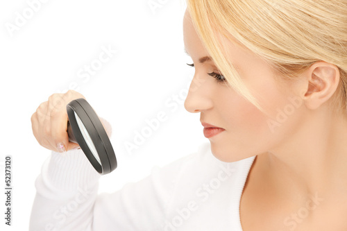 female scientist working with magnifier