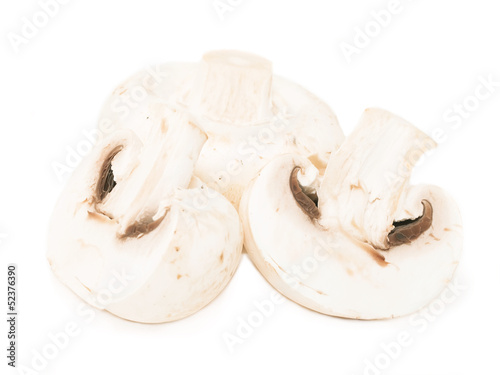 Champignon mushroomes on white background