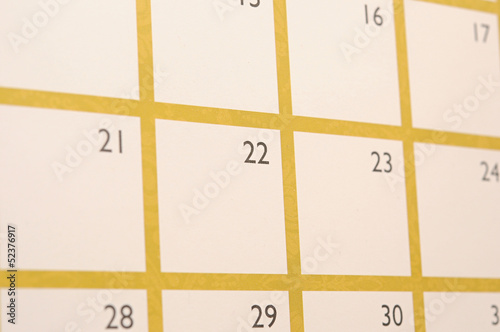 page of calendar showing date of today