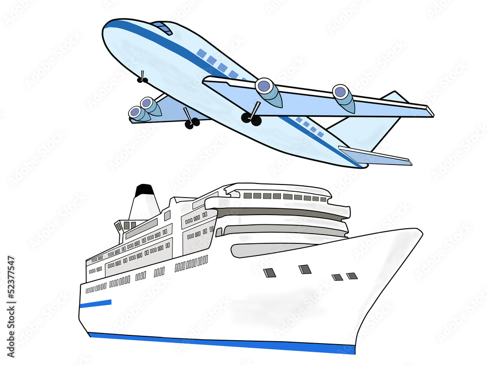 飛行機と客船 Stock イラスト Adobe Stock