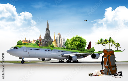 travel the world by airplane, concept