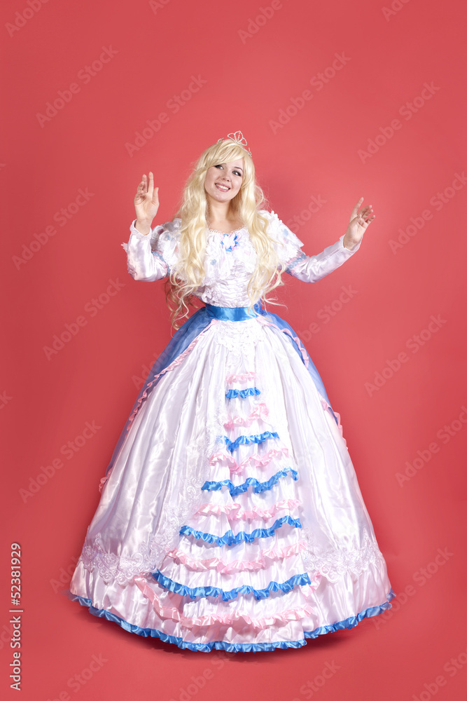 Cinderella woman, girl in new year costume