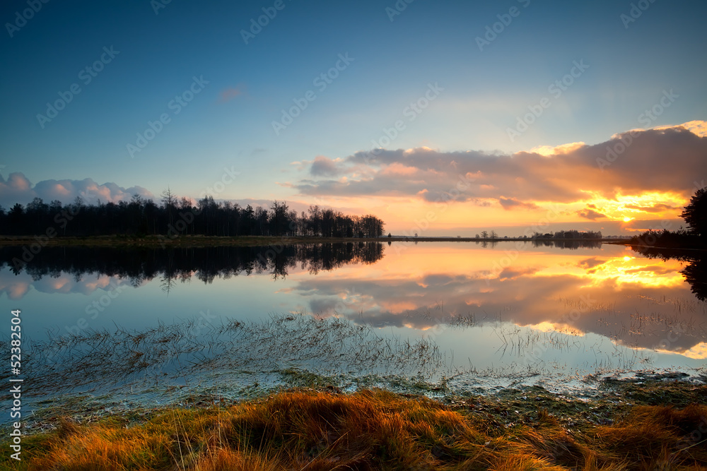 calm sunset over lake in Dwingelderveld