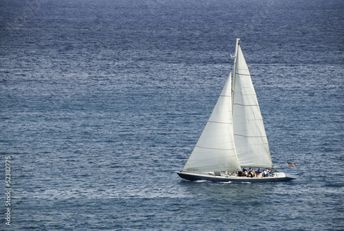 Photography Racing Sloop in the Caribbean