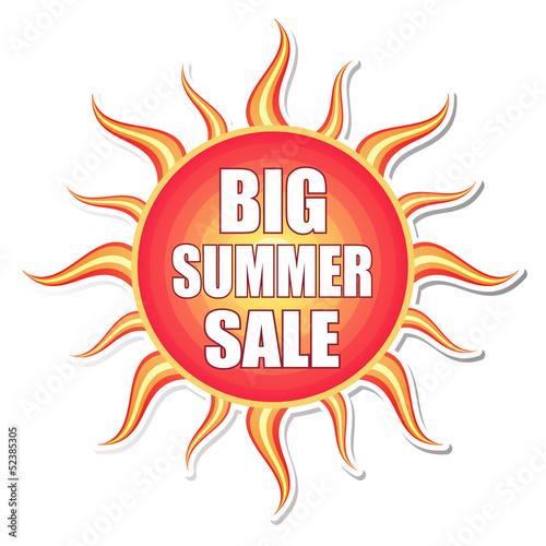 big summer sale in sun label