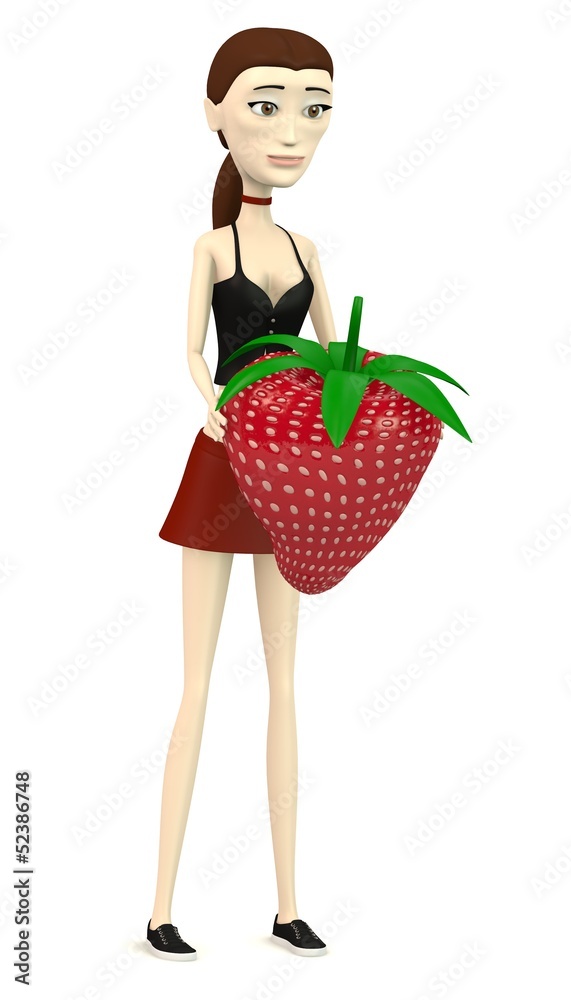 3d render of cartoon character with strawberry 3d render of cartoon character with strawberry