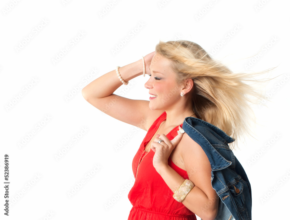 Obraz premium Hübsche Blondine mit Jeansjacke