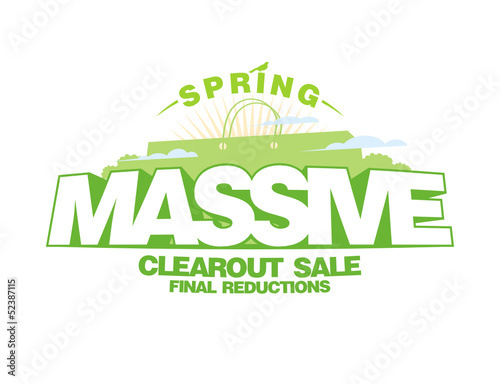 Massive spring sale design template with shopping bag photo