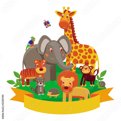 Vector cartoon animals - zoo