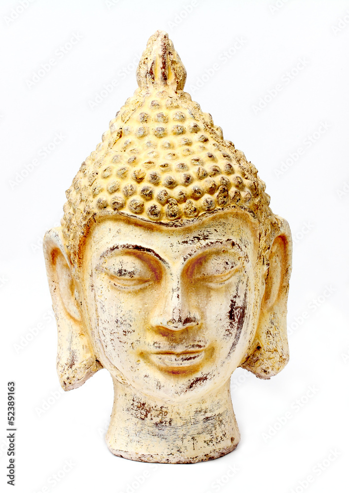 Buddha white stone head.