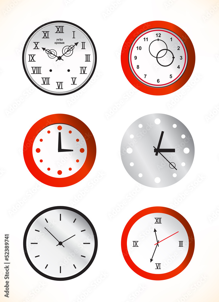 Red and grey clocks Red and grey clocks