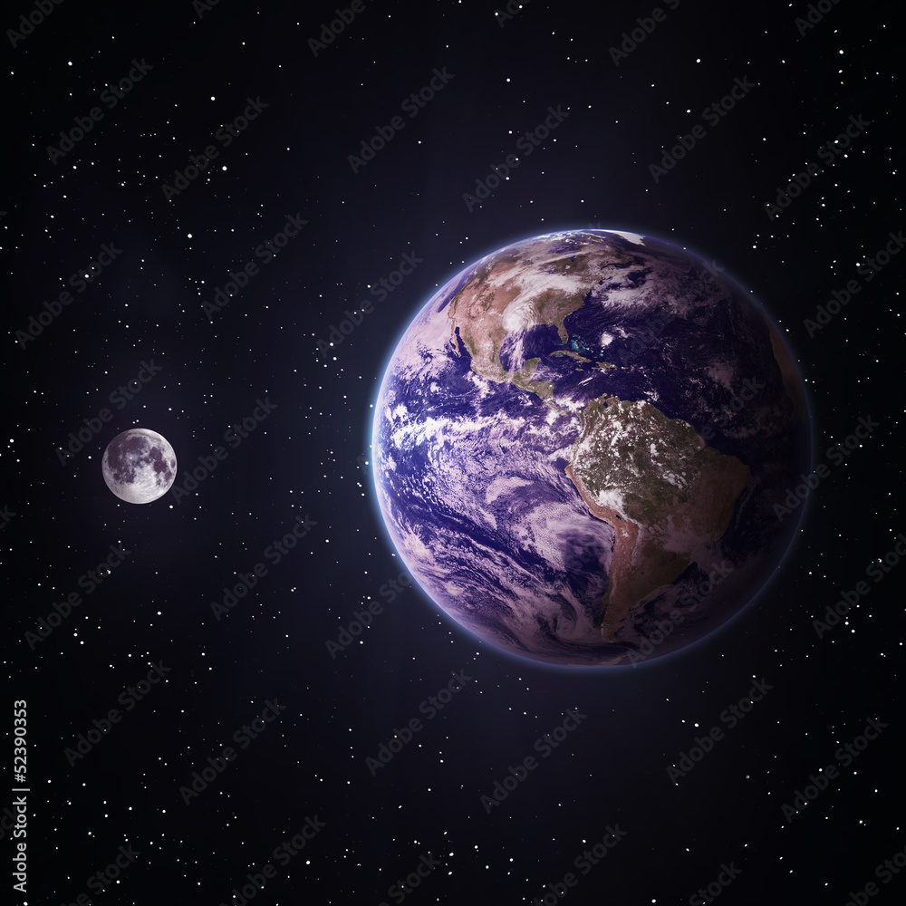 Obraz premium Moon and Earth. Elements of this image furnished by NASA