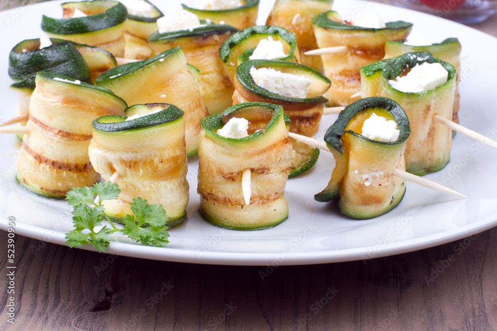 Grilled zucchini with feta cheese Grilled zucchini with feta cheese