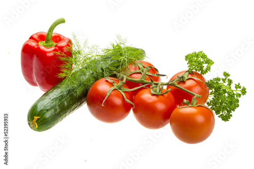 Fototapeta Naklejka Na Ścianę i Meble -  Red ripe tomatoes on the branch