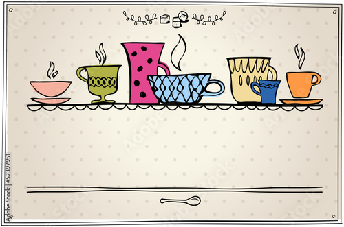 retro frame with cup for menu